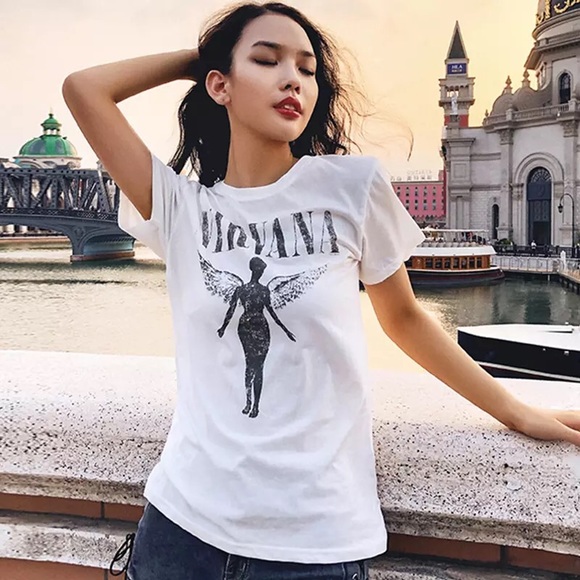 Nirvana Concert Angel Band Tee, New, Soft Cotton Nirvana Teeshirt, Boho - Picture 3 of 6